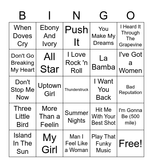 Wheel of Fortune Bingo Card