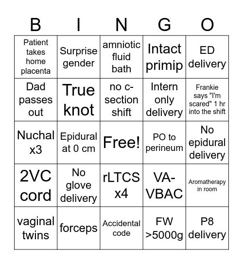 L&D Bingo Card