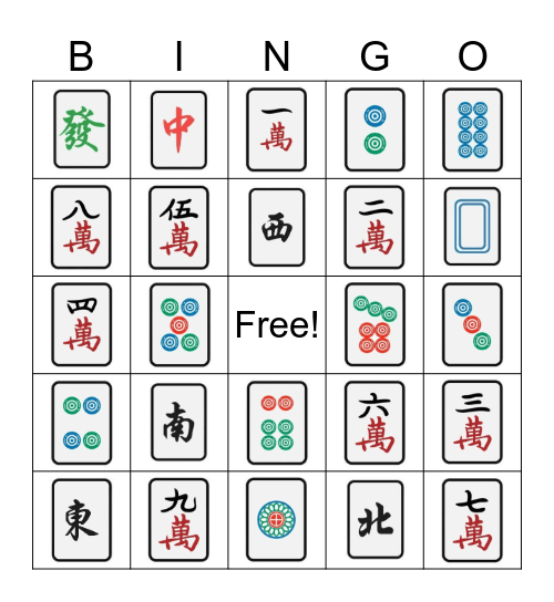 Mahjong Bingo Card