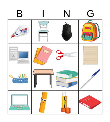 School Supplies Bingo Card