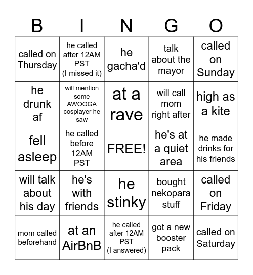 IF Kevin Calls Bingo Card