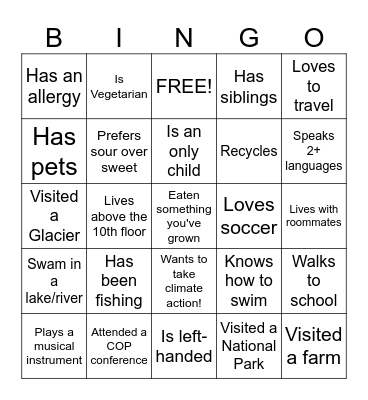 Welcome BINGO Card