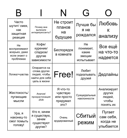 Дазай-кинни Bingo Card