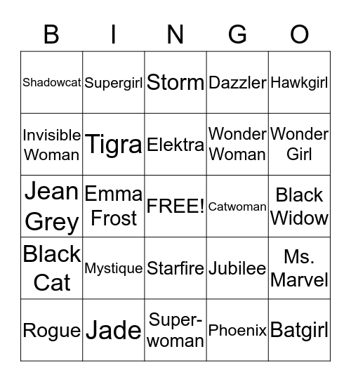 Supergirl Bingo Card