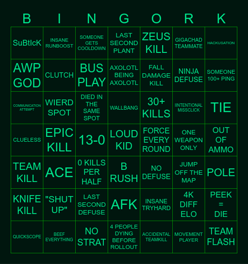 CS2 BINGO(RK) Bingo Card