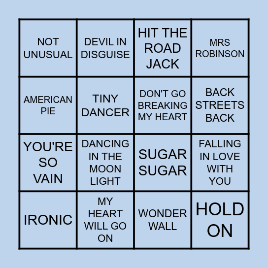 AUGUST Bingo Card