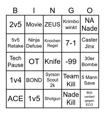 Segalson CS2 Bingo Card