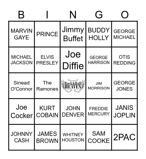 Rock and Roll Heaven Bingo Card