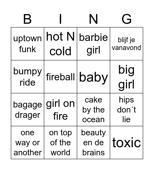 muziek Bingo! Bingo Card