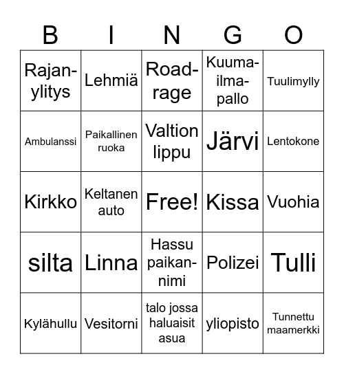 Eurosommar roadtrip Bingo Card