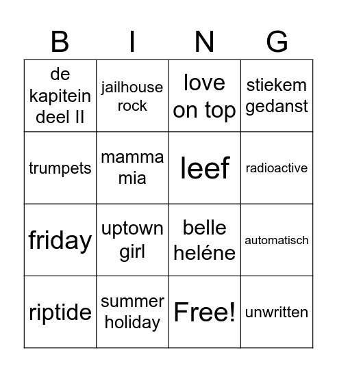muziek Bingo! Bingo Card