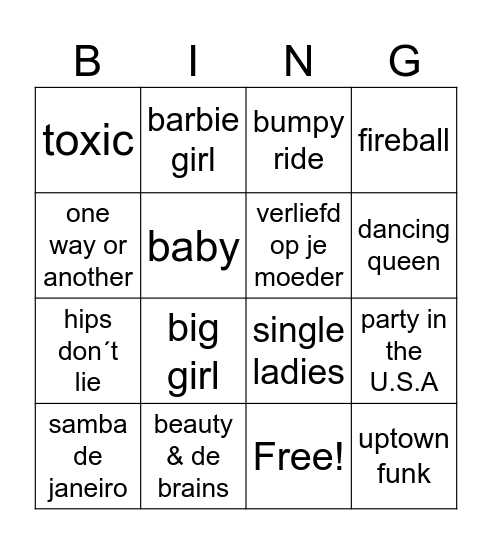 muziek bingo! Bingo Card