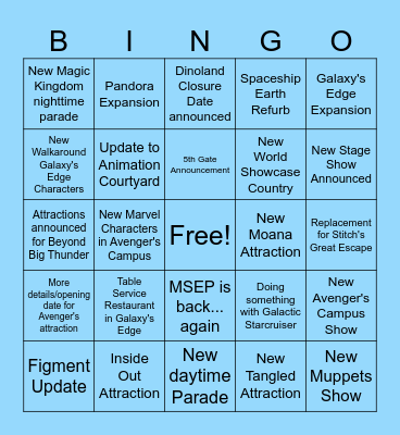 D23 Bingo Card
