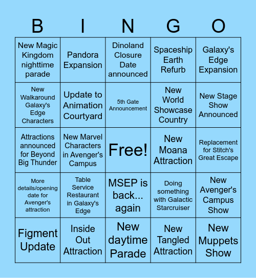 D23 Bingo Card