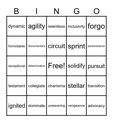 Vocabulary Bingo Card