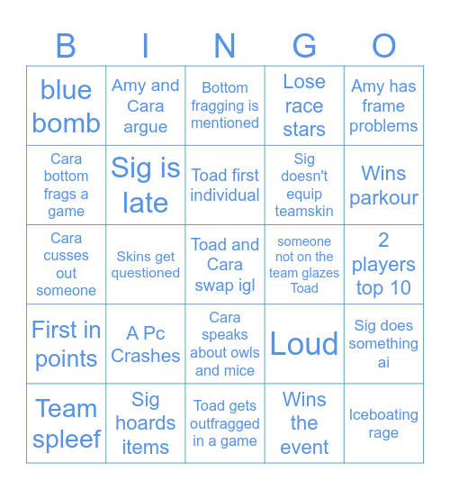 Azurite Shenanigans Bingo Card