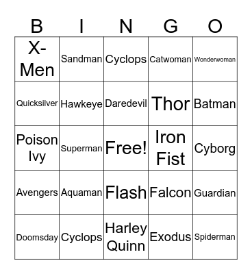 SUPERHERO BINGO Card