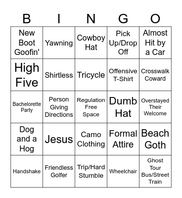 Regulation Podcast Sloppy Joe's Bingo Card