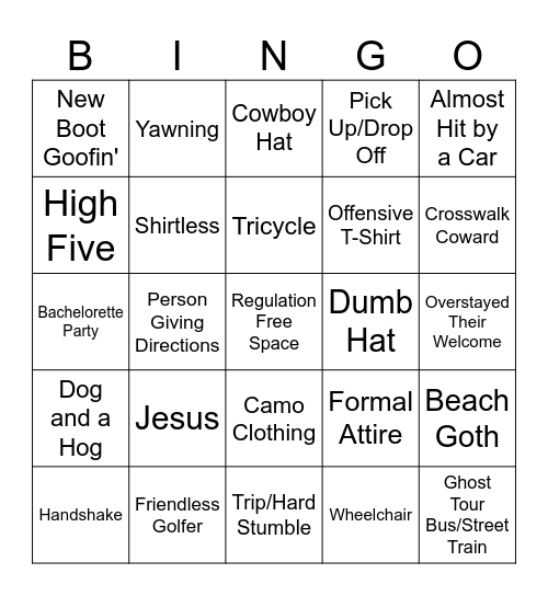 Regulation Podcast Sloppy Joe's Bingo Card