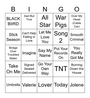 Five-0-Five Music Bingo - Covers 2 Bingo Card