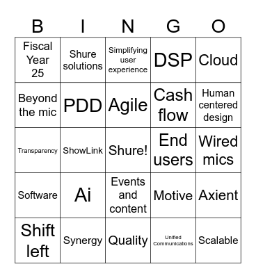 Town Hall Bingo Card