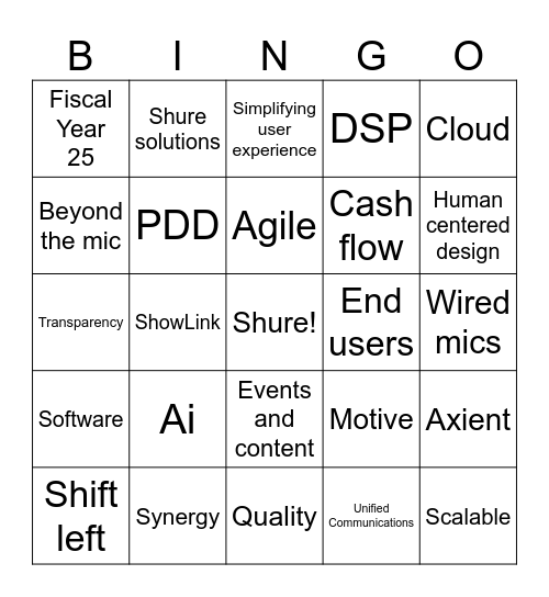 Town Hall Bingo Card