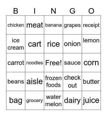 In the market Bingo Card