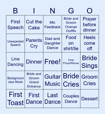 The Ross Wedding Bingo Card