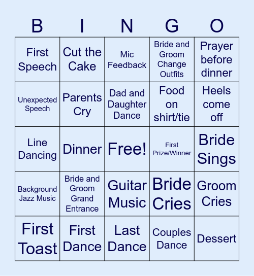 The Ross Wedding Bingo Card