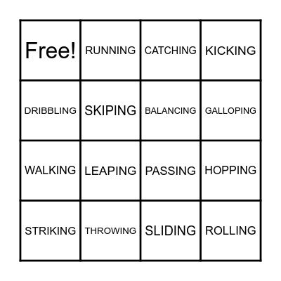 PHYSICAL EDUCATION SKILLS Bingo Card