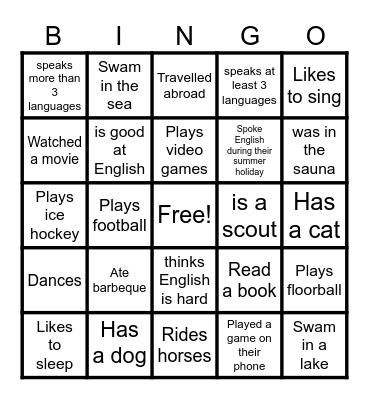 FInd someone who... Bingo Card