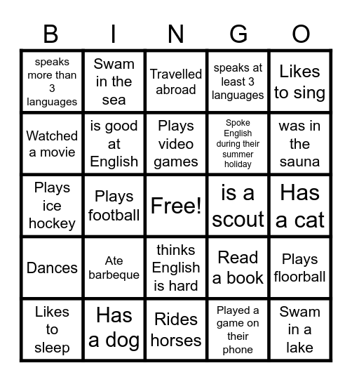 FInd someone who... Bingo Card