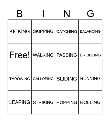 SKILLS Bingo Card