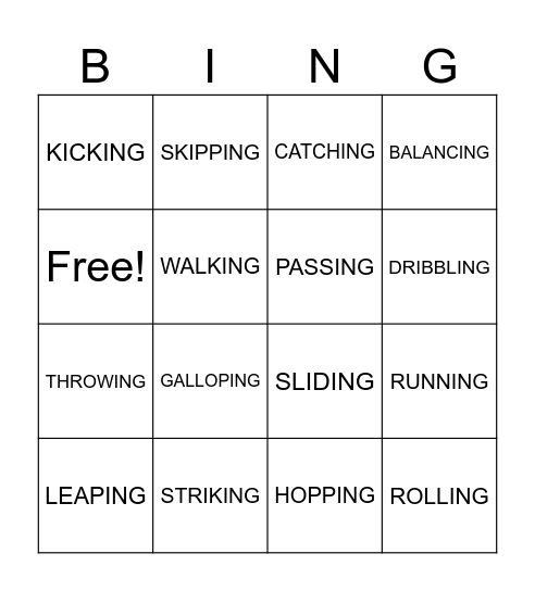 SKILLS Bingo Card