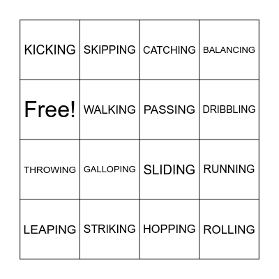 SKILLS Bingo Card