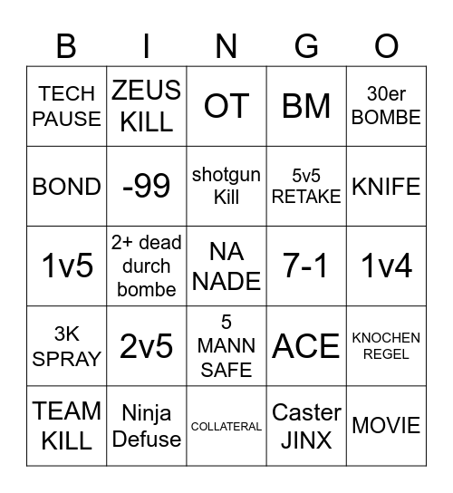 Segalson CS2 Bingo v2 Bingo Card