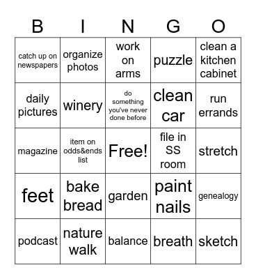 August Bingo Card