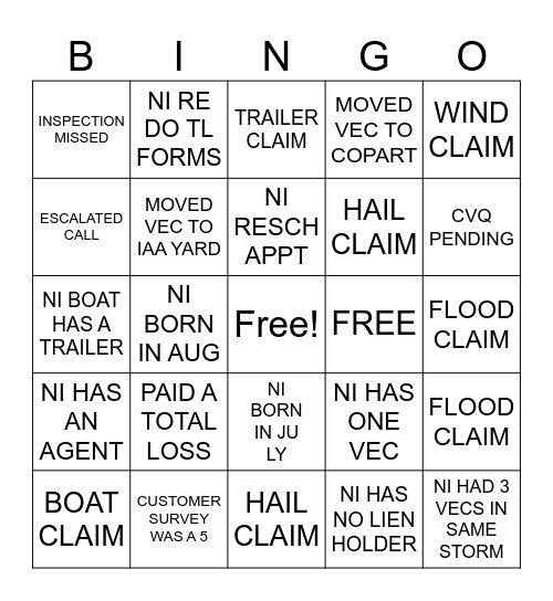 TEAM HEROLD Bingo Card