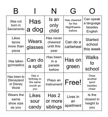 Find Someone Who... Bingo Card