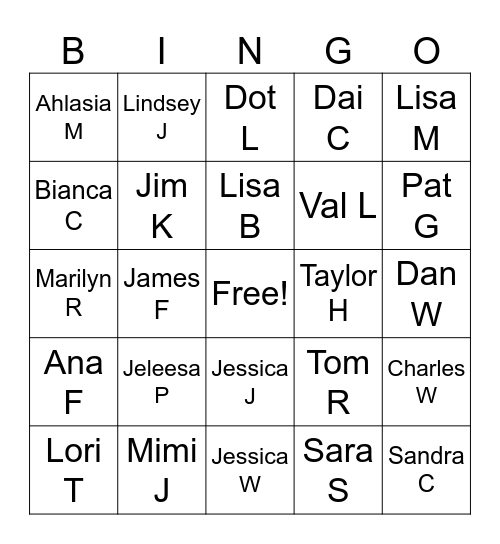 EWT Bingo Card