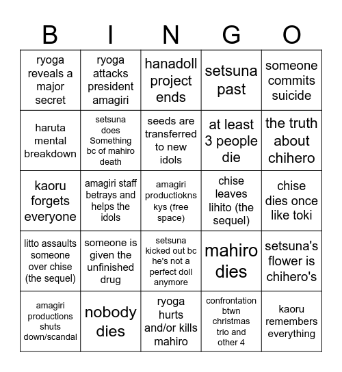 human or doll Bingo Card