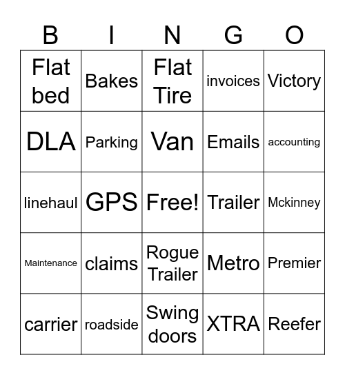 Victory Bingo Card