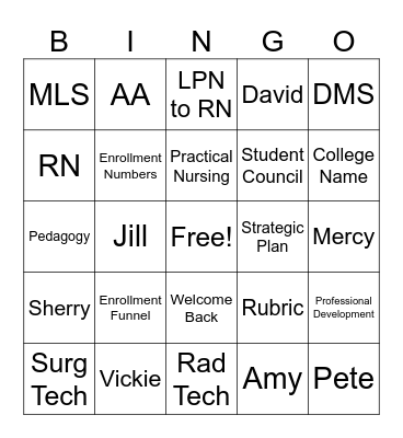 Admin Council Bingo Card