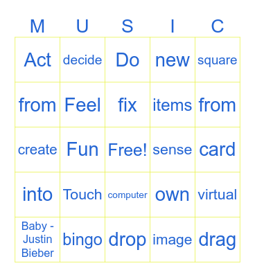 Music Bingo Card