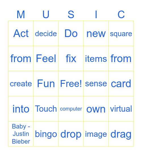 Music Bingo Card