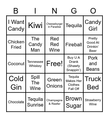 Piccadillys and Summit Events Food and Drink Music Bingo Card
