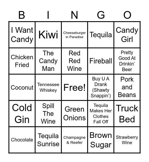 Piccadillys and Summit Events Food and Drink Music Bingo Card