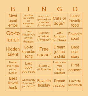 S+O Thrilling Thursday Bingo Card