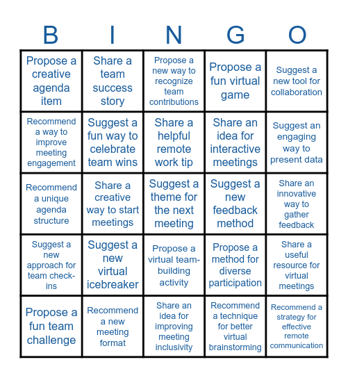 Feedback Bingo Card