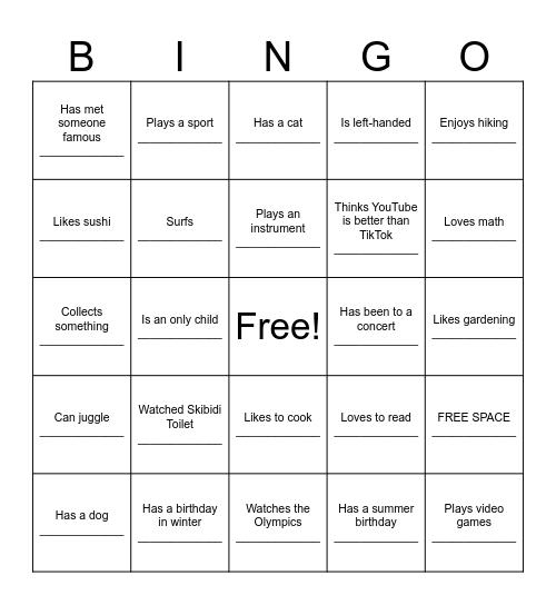 Untitled Bingo Card